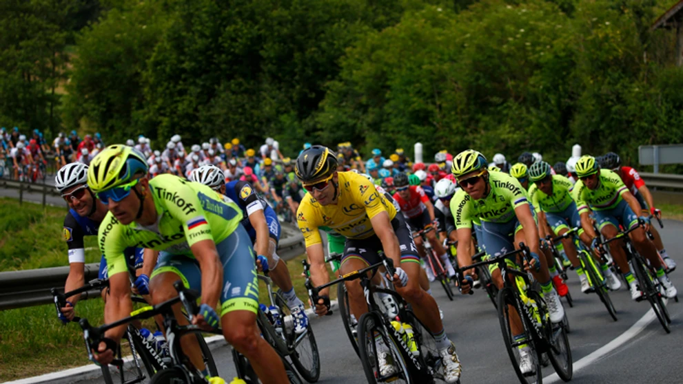 Peter Sagan v žltom drese na TdF.