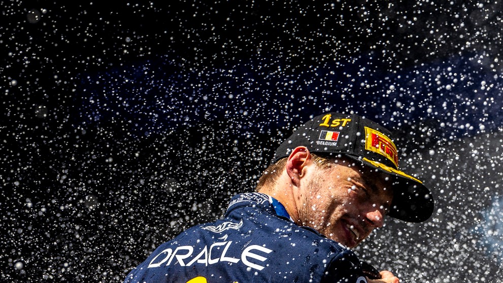 Víťazná oslava Maxa Verstappena.