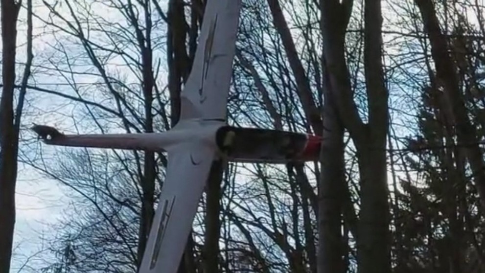 Havarovaný vetroň.