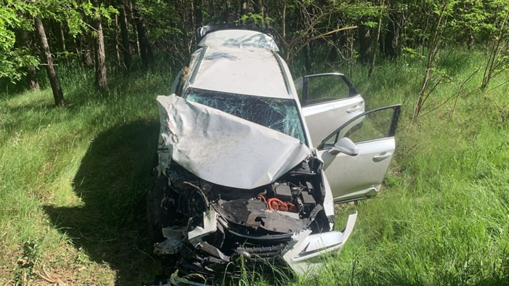 Havarované auto po nehode na Záhorí.