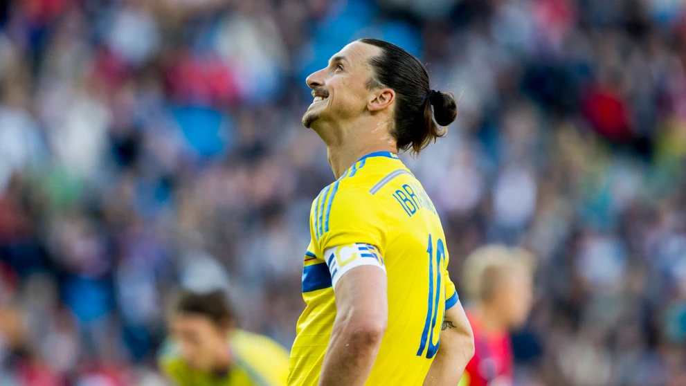 Zlatan Ibrahimovič v prípravnom zápase Nórsko - Švédsko.