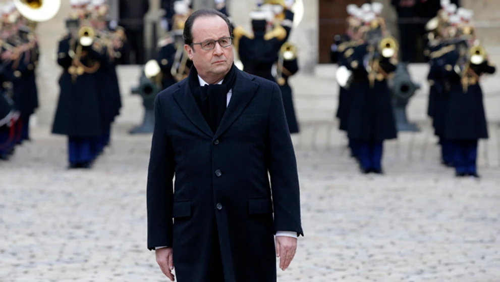 Francúzsky prezident Francois Hollande na spomienke za 130 obetí parížskych útokov.