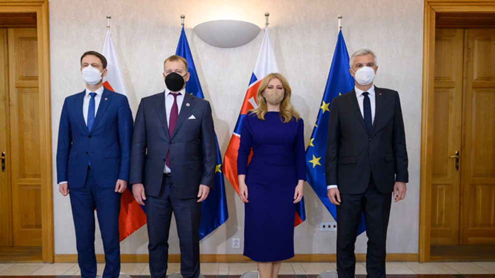 Eduard Heger, Boris Kollár, prezidentka Zuzana Čaputová a Ivan Korčok.