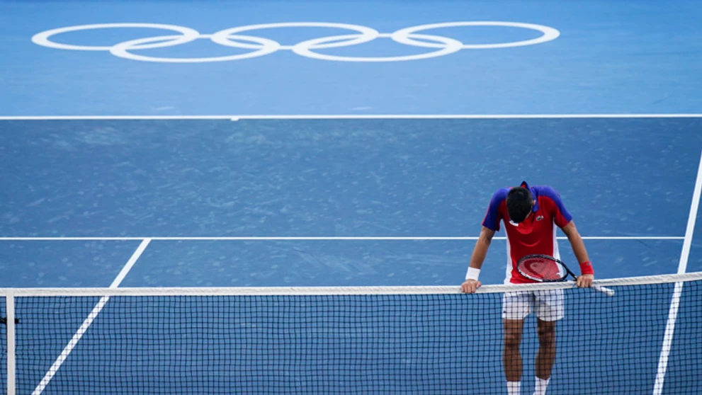 Novak Djokovič po prehre o olympijský bronz.