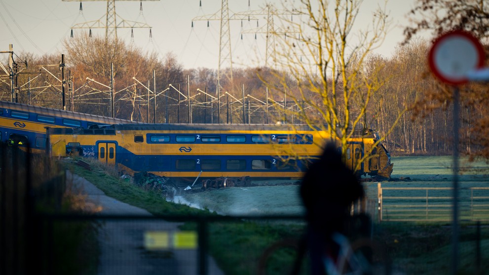 Vykoľajenie vlaku v Holandsku.