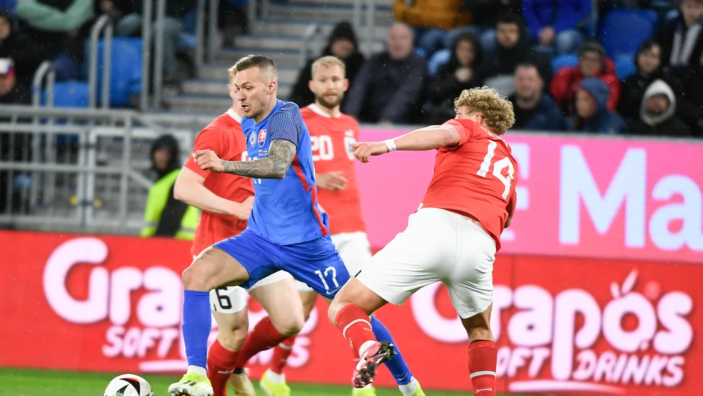 Momentka zo zápasu Slovensko - Rakúsko