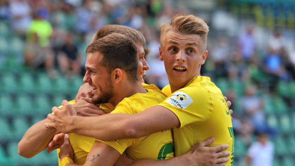 Na snímke radosť futbalistov Žiliny z gólu do siete Serede.