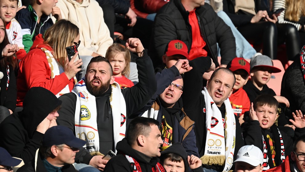 Fanúšikovia Trnavy v zápase 3. kola nadstavbovej časti Fortuna ligy v skupine o titul proti Slovanu.