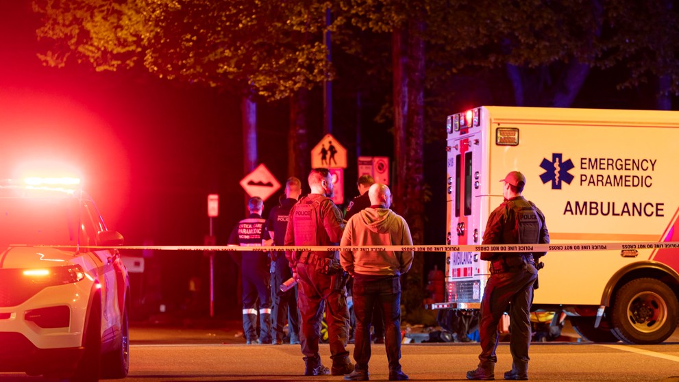 Polícia na mieste nešťastia vo Vancouveri.