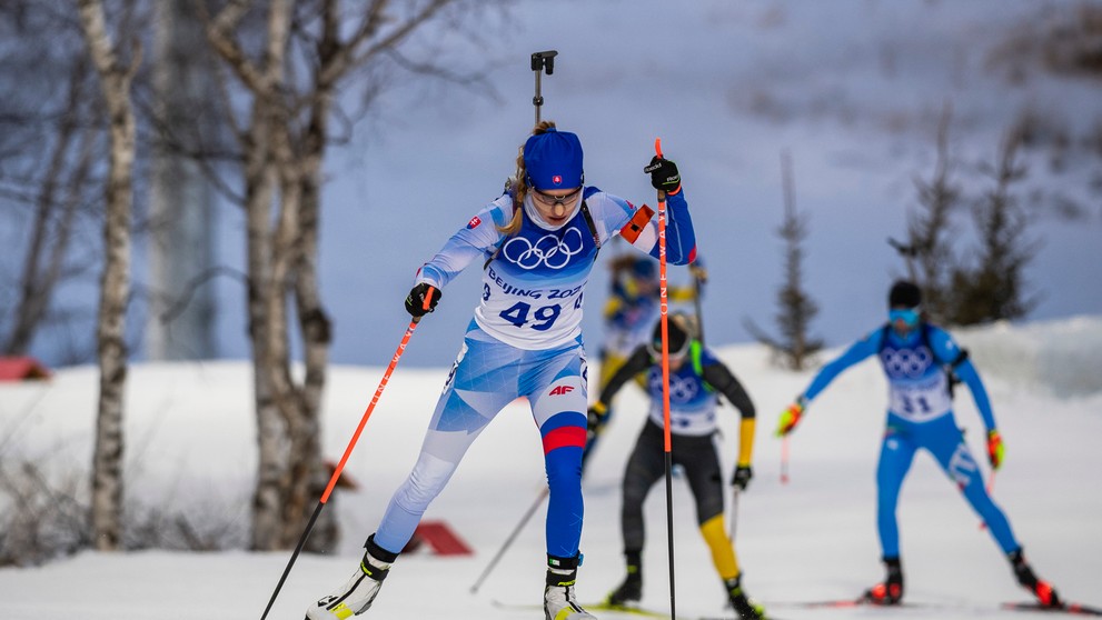 Slovenská biatlonistka Ivona Fialková počas vytrvalostných pretekov žien na ZOH 2022.