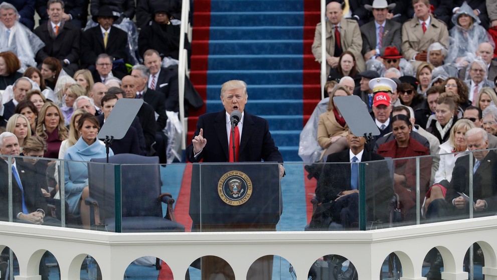 Donald Trump reční po zložení prísahy.