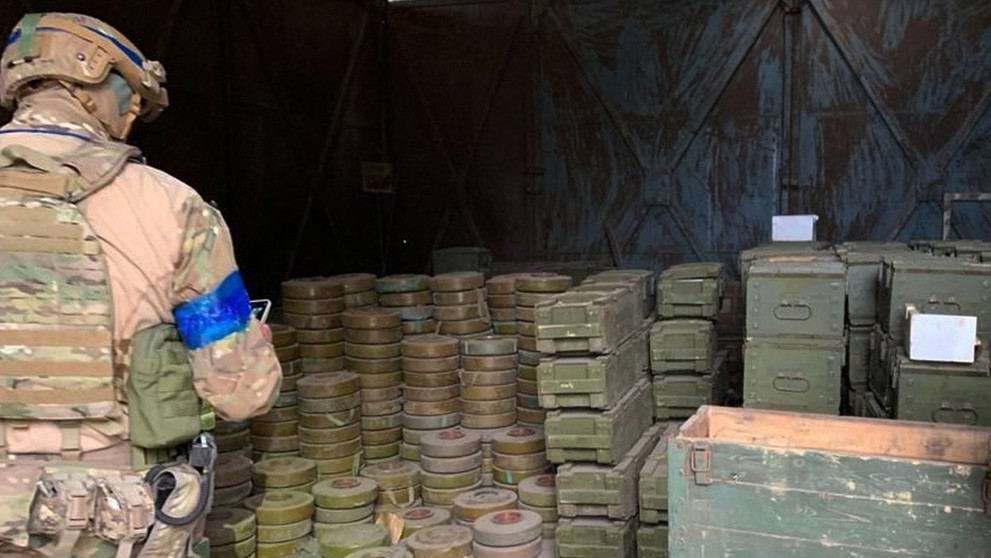 Ruský sklad s muníciou pri oslobodenom Iziume.