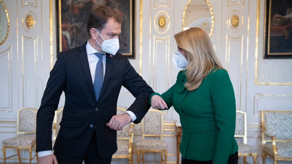 Premiér Igor Matovič a prezidentka Zuzana Čaputová.