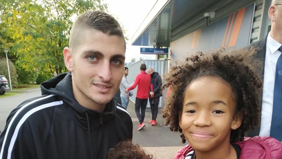 Milena s Marcom Verrattim z PSG.