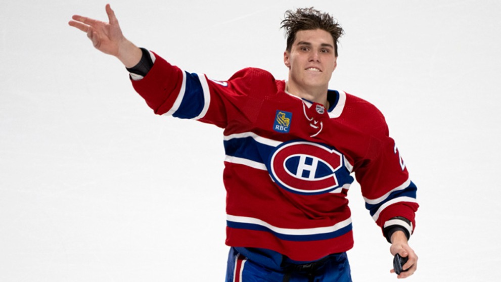 Slovenský hokejový reprezentant v drese Montrealu Canadiens Juraj Slafkovský.
