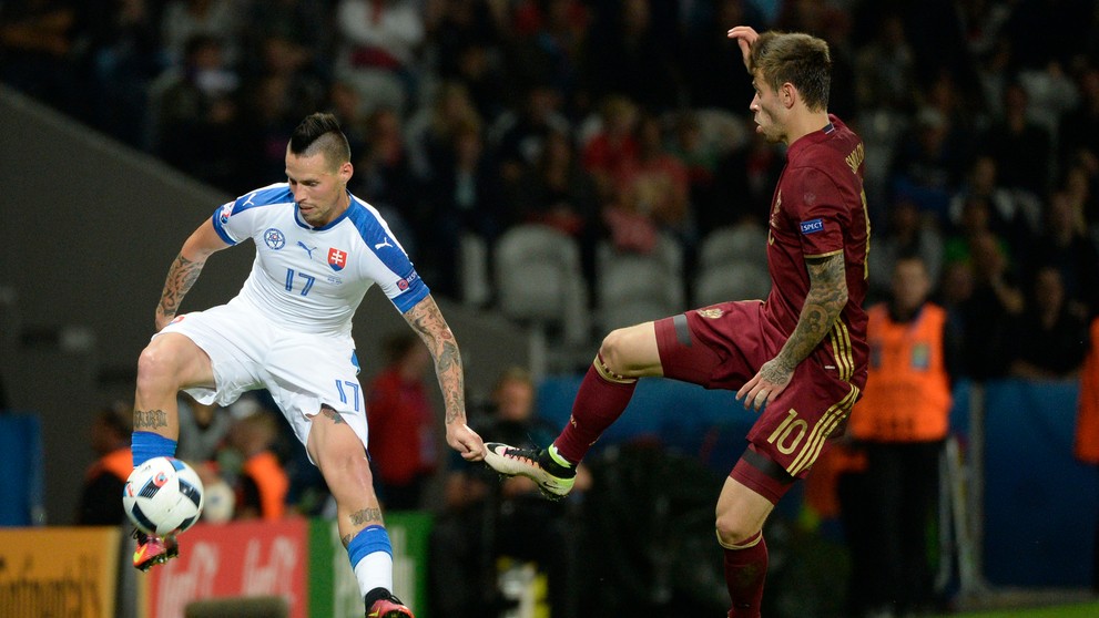 Marek Hamšík v zápase s Ruskom.