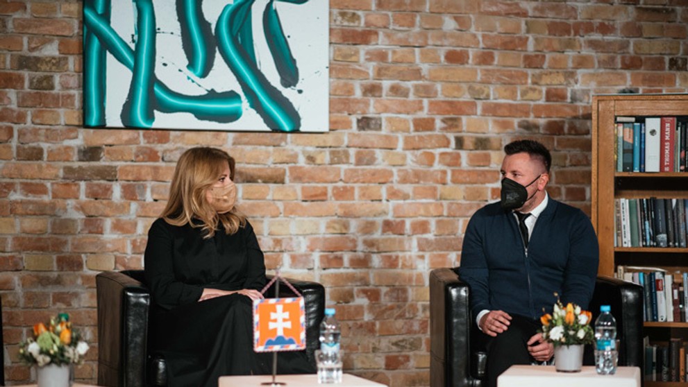 Prezidentka Zuzana Čaputová s Marekom Madrom na Festivale pre dušu.