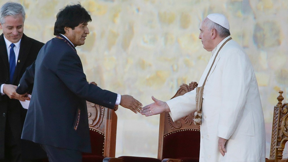 Pápež František na návšteve v Bolívii. 