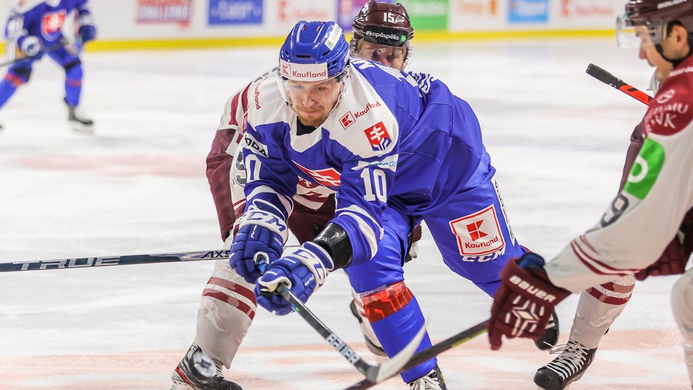 Miroslav Mucha v dueli Kaufland Challenge v rámci prípravy na MS 2021 proti Lotyšsku.