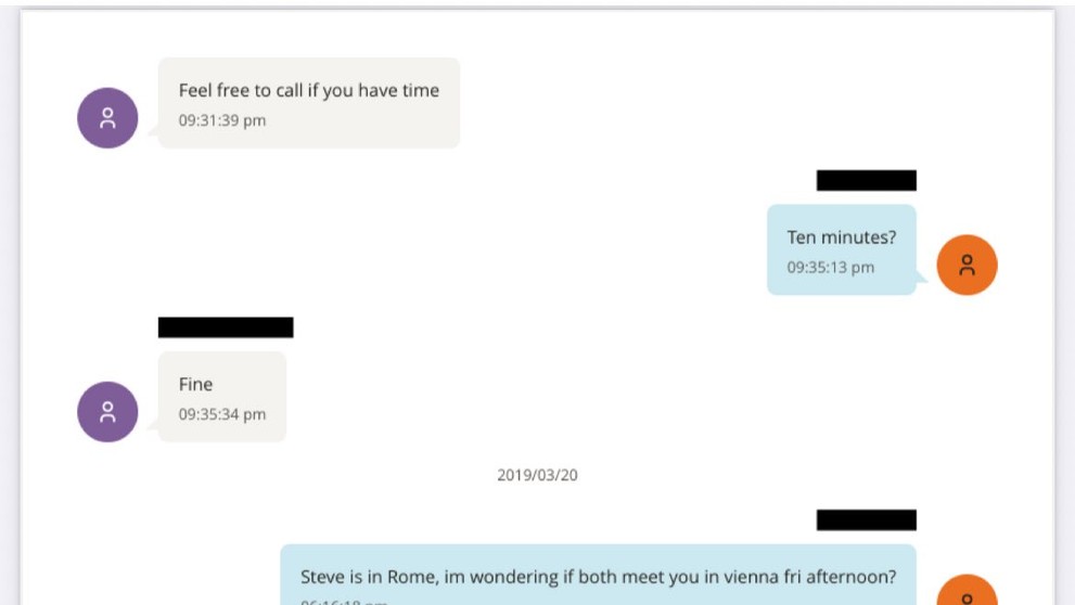 Komunikácia medzi Epsteinom a Lajčákom z marca 2019.