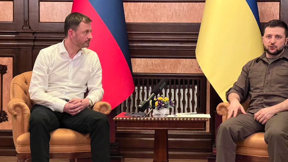 Eduard Heger a Volodymyr Zelenskyj.