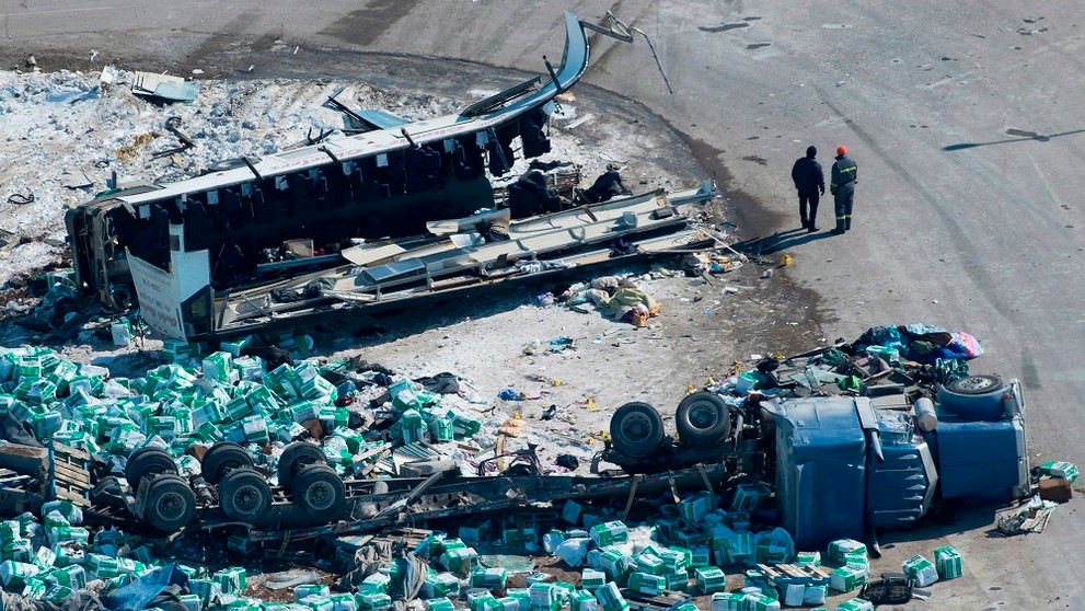 Autobus, v ktorom zahynuli mladí hokejisti