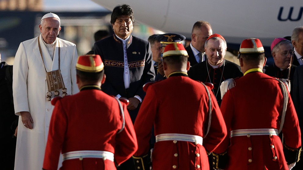 Pápež František na návšteve v Bolívii. 