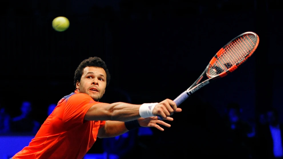 Francúzsky tenista Jo-Wilfried Tsonga na exibícii v Bratislave