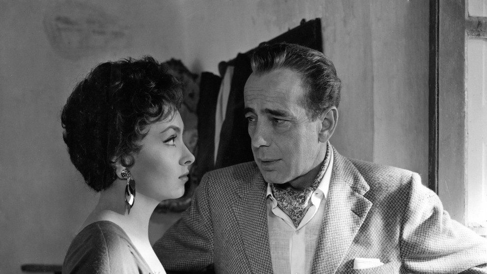 Gina Lollobrigida a Hamphrey Bogard vo filne Poraz diabla (1953).