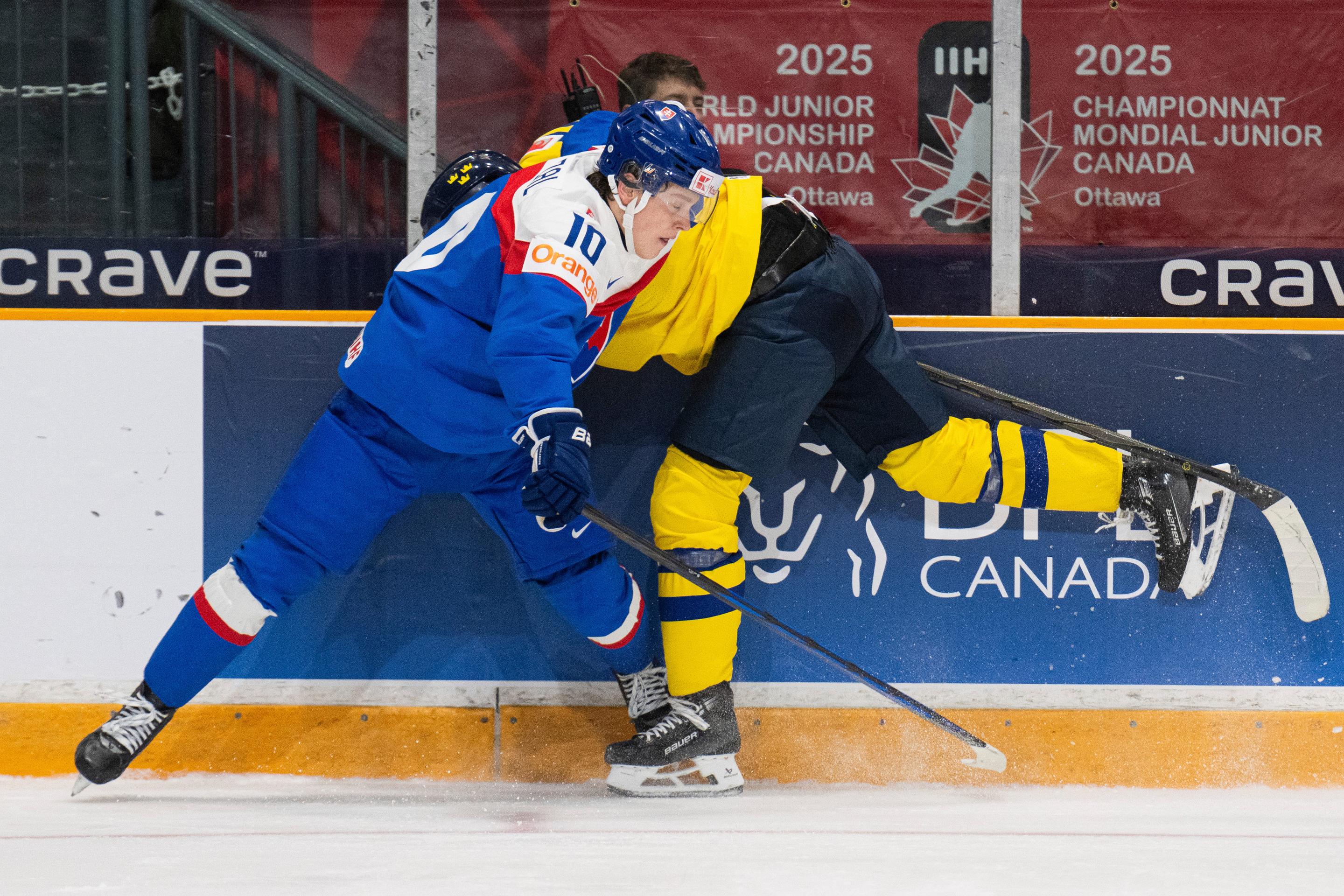 Momentka zo zápasu Slovensko - Švédsko na MS do 20 rokov