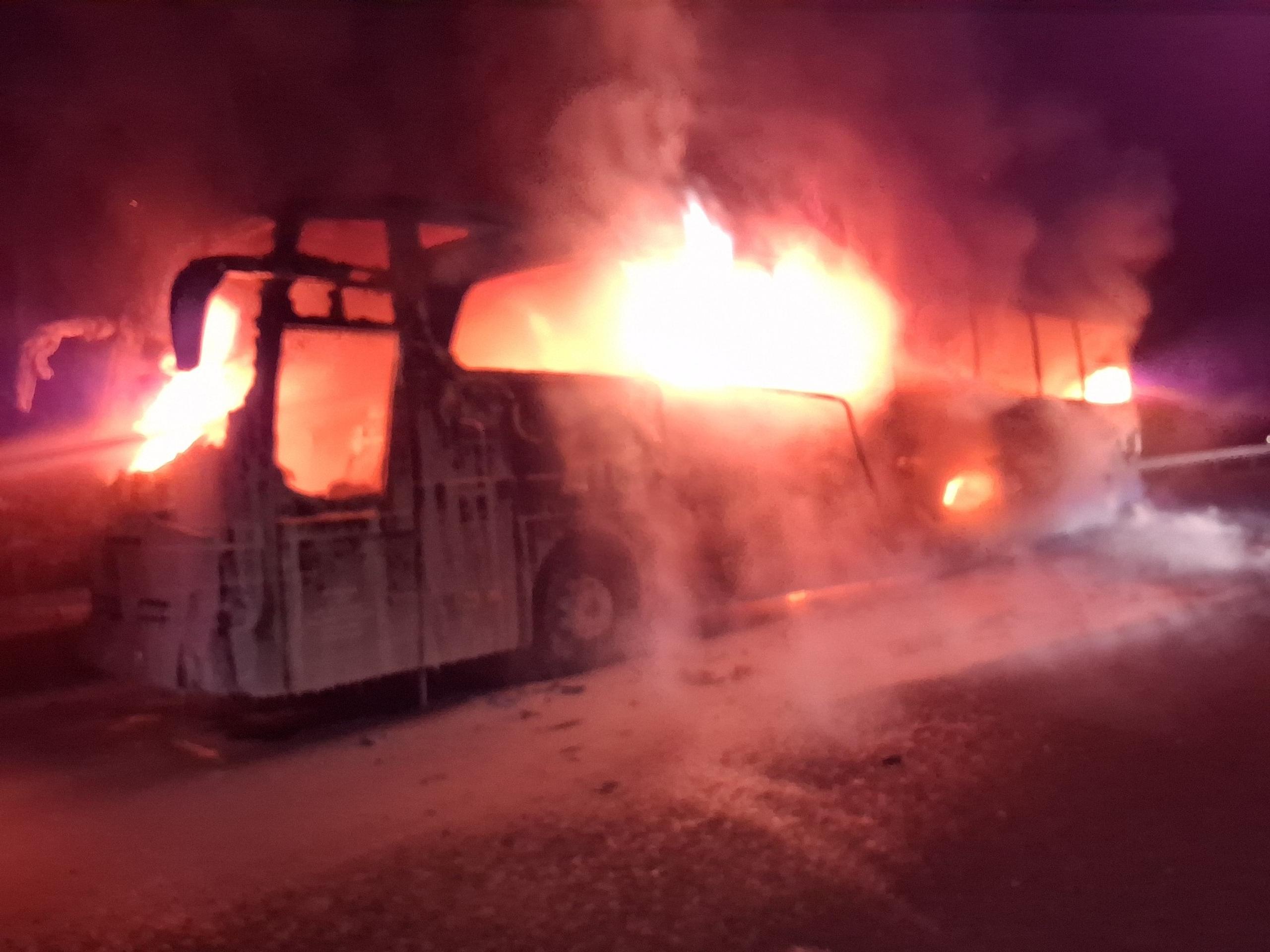 Požiar autobusu na Dargovskom kopci