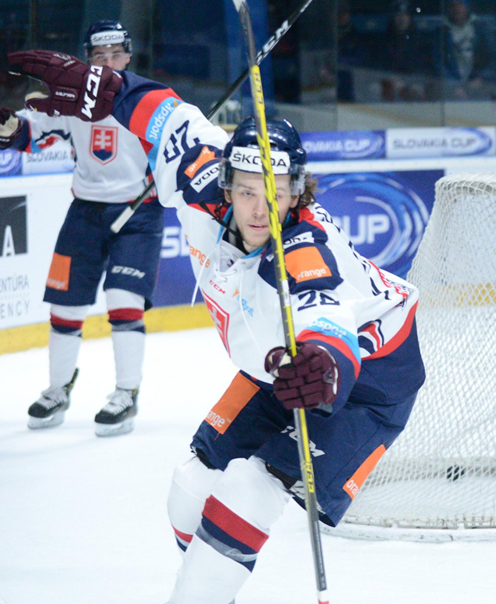 Radosť Martina Gernáta po góle do ruskej brány na Slovakia Cupe.