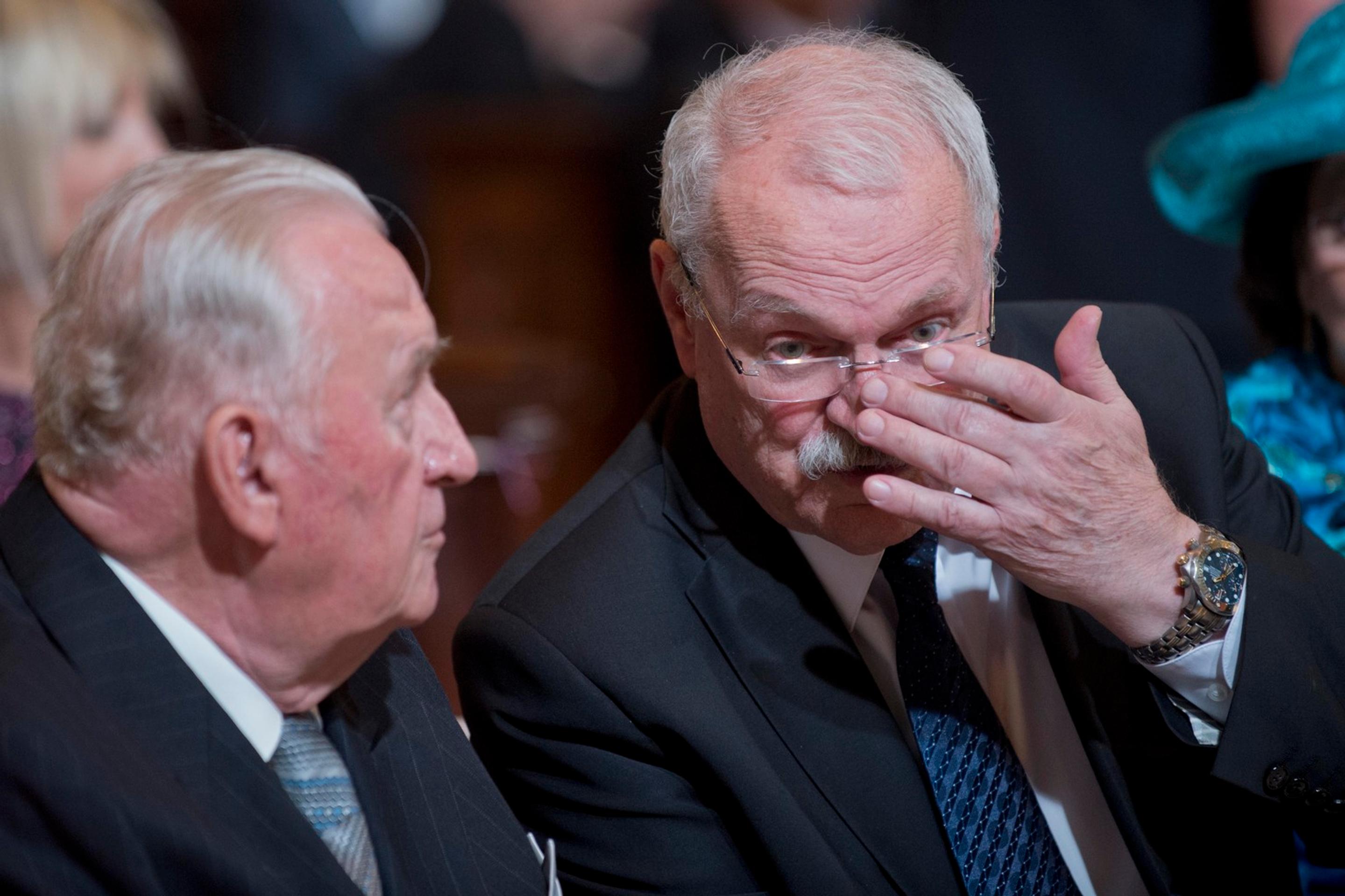 Na archívnej snímke Michal Kováč a Ivan Gašparovič.