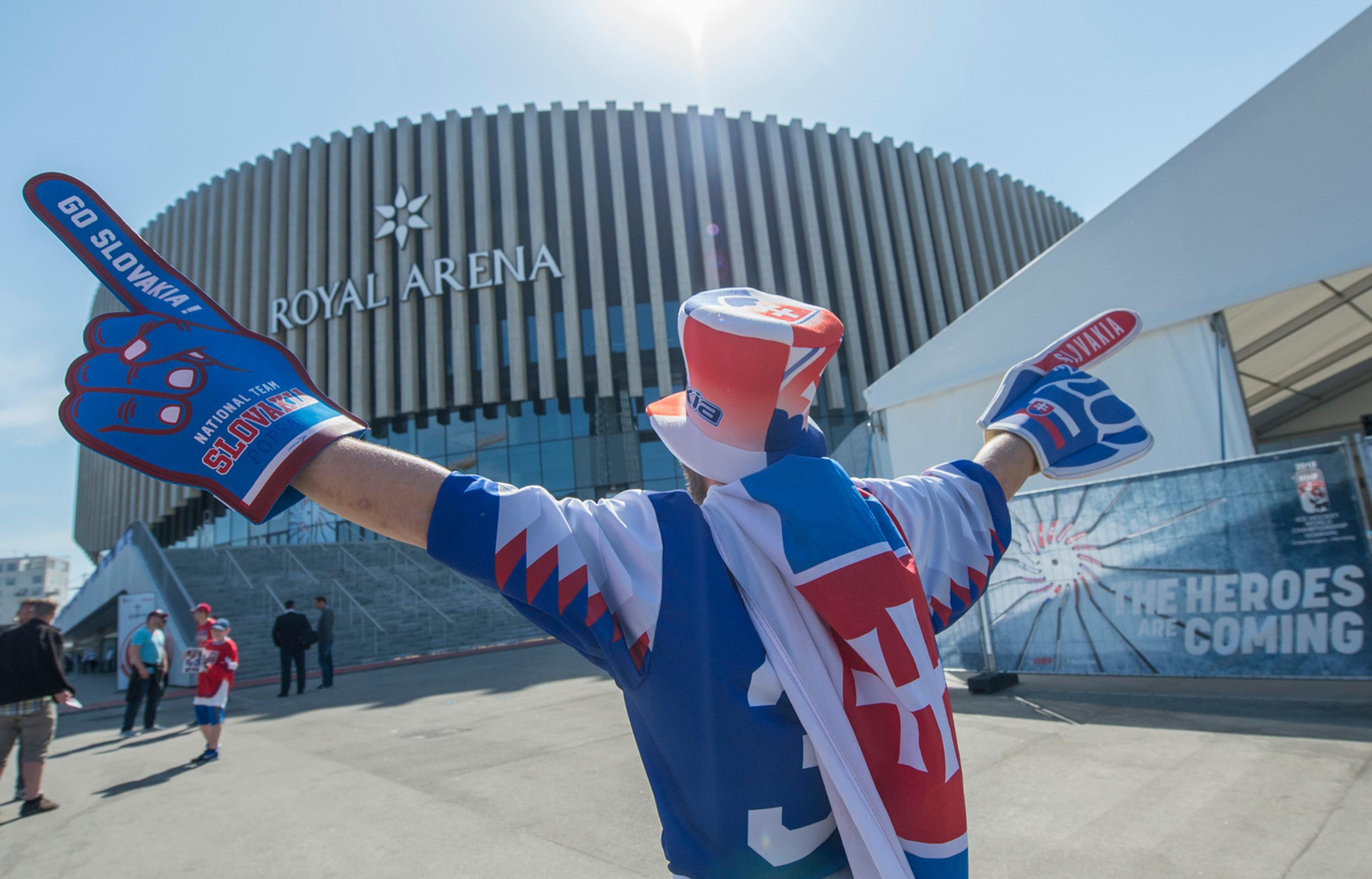 Slovenský fanúšik pred zápasom proti Francúzsku na MS 2018.