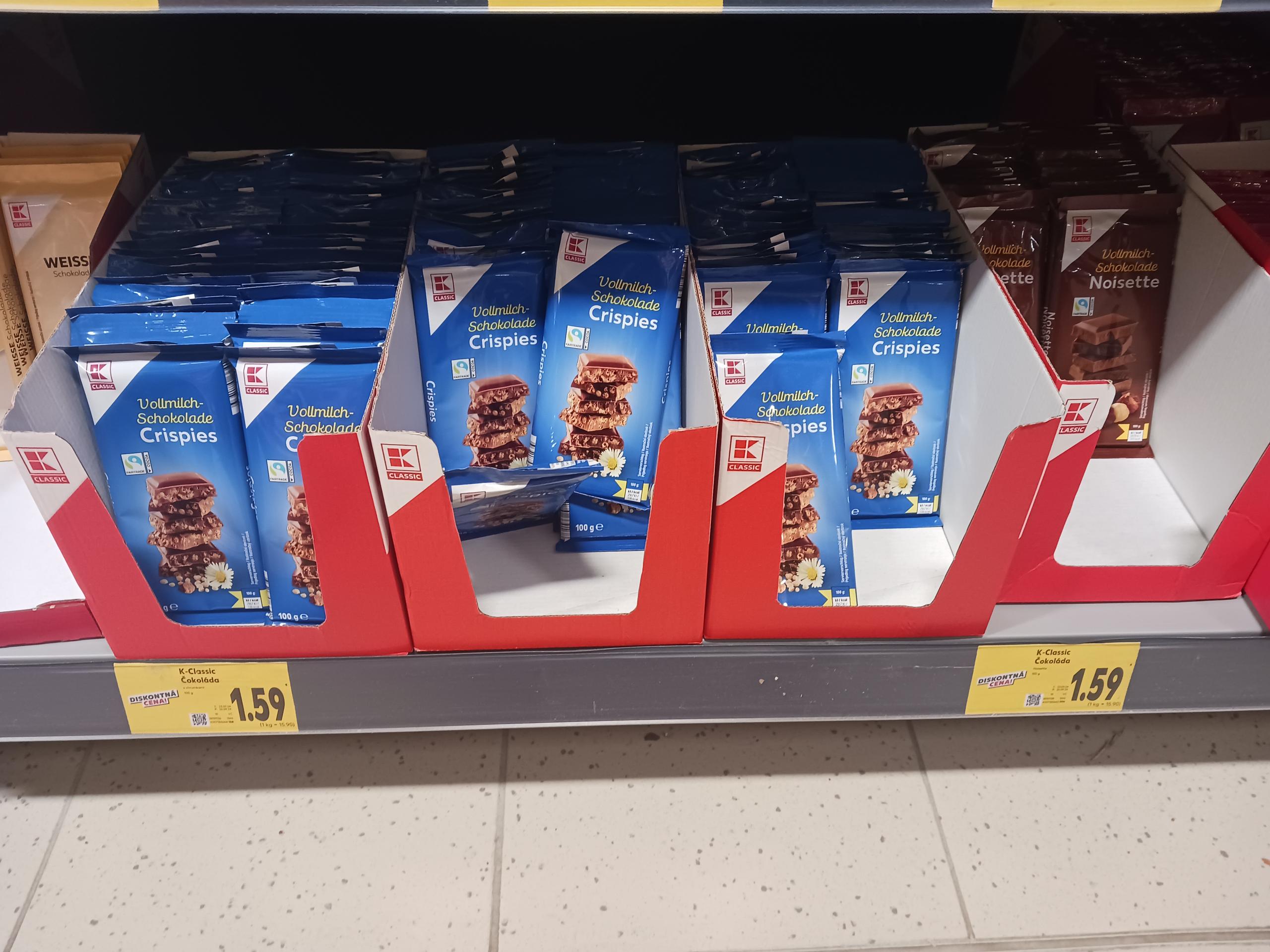 Ceny čokolád v jednotlivých obchodoch