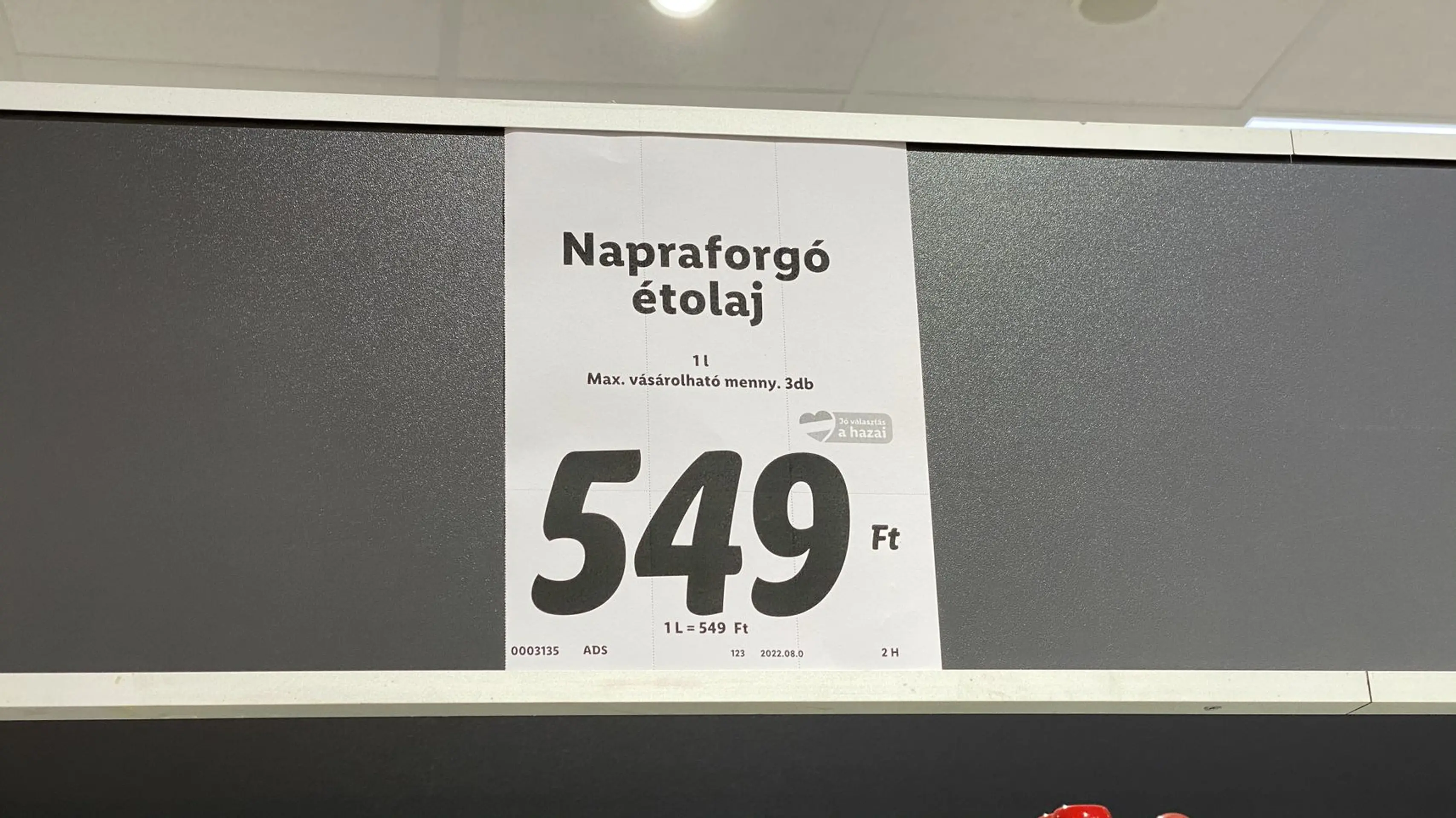 Cena za jeden liter oleja (cca 1,5 eura), obmedzenie na tri fľaše