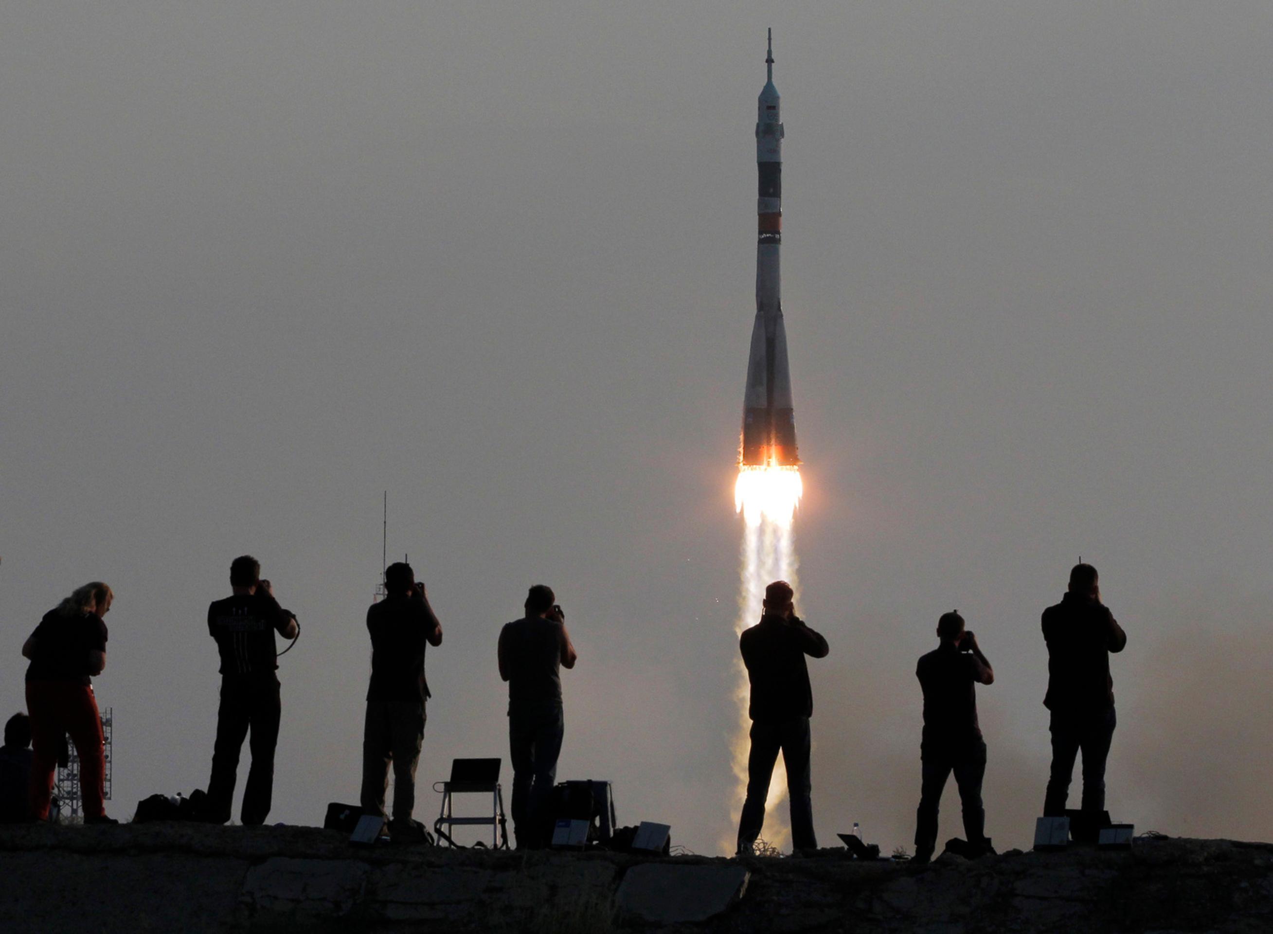 Štart ruskej rakety Sojuz.