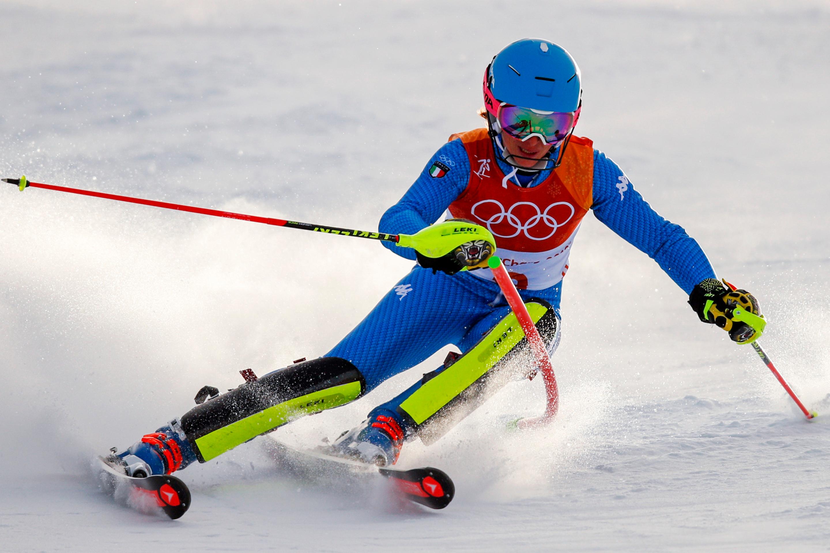 Frida Hansdotterová zo Švédska v slalome na ZOH 2018.