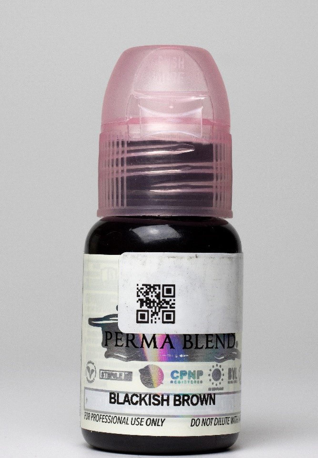 Farba na tetovanie s názvom Perma Blend Blackish Brown a značkou Perma Blend.