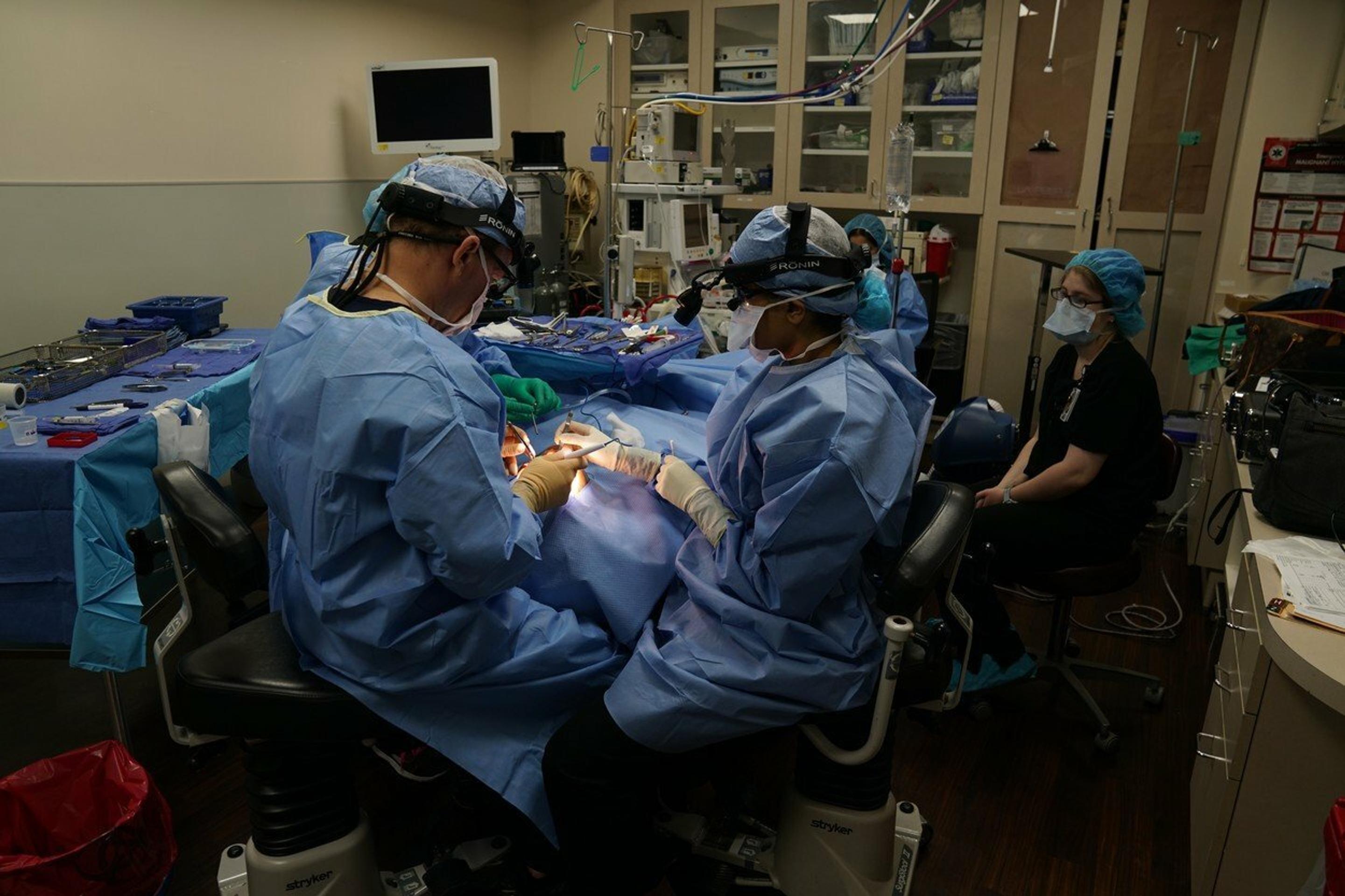 Ophelia Vanity na operácii očí.