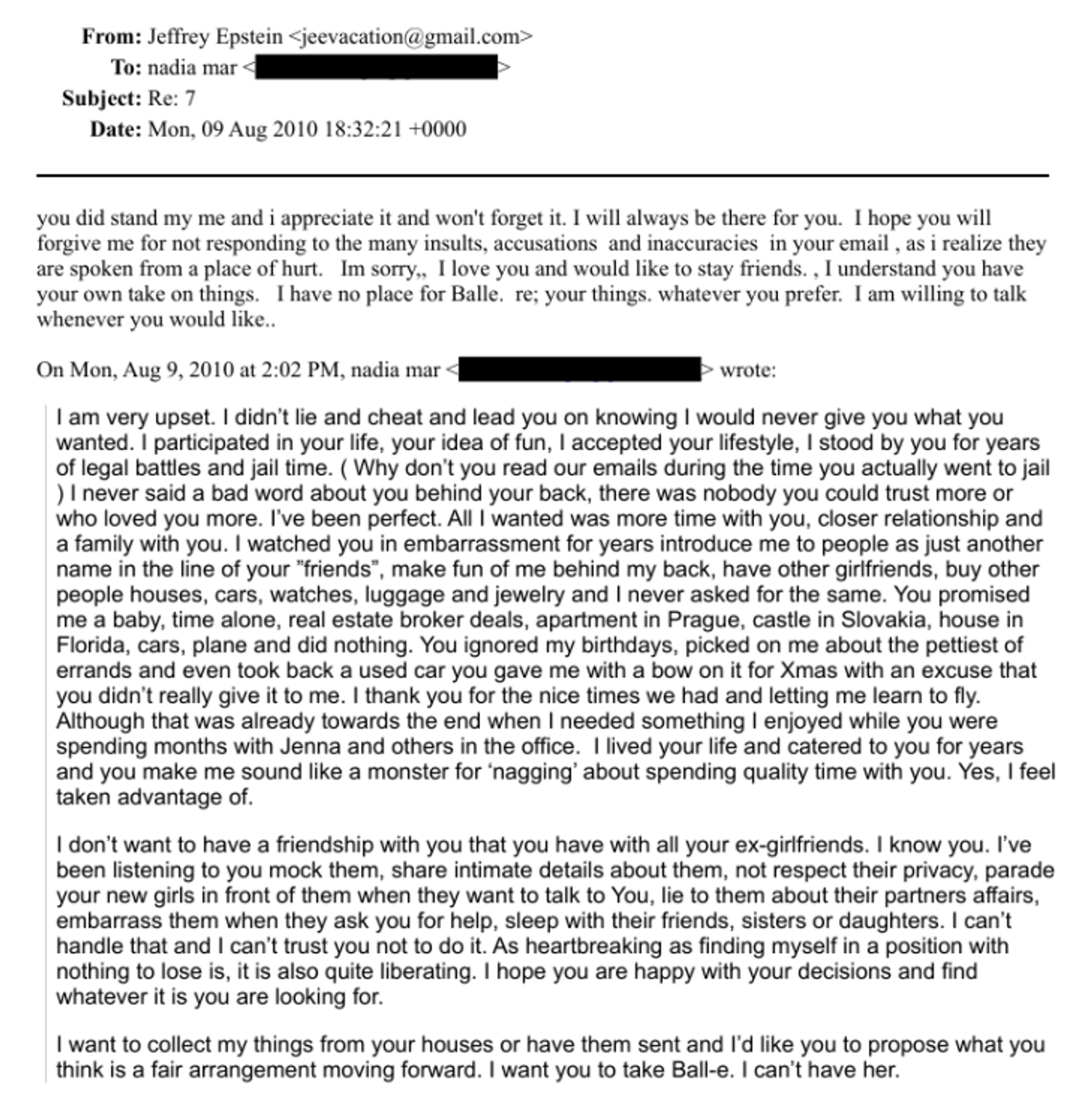 Komunikácia J. Epsteina a N. Marcinkovej