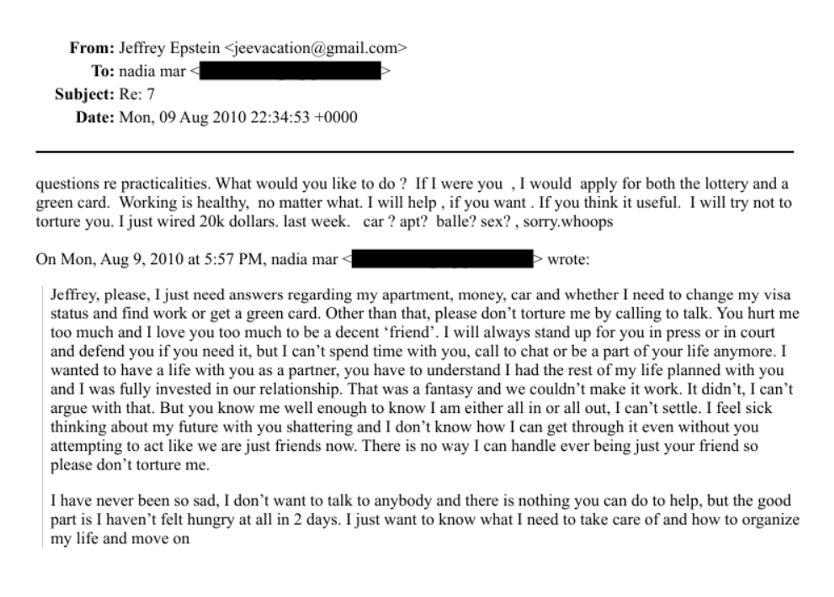 Komunikácia J. Epsteina a N. Marcinkovej