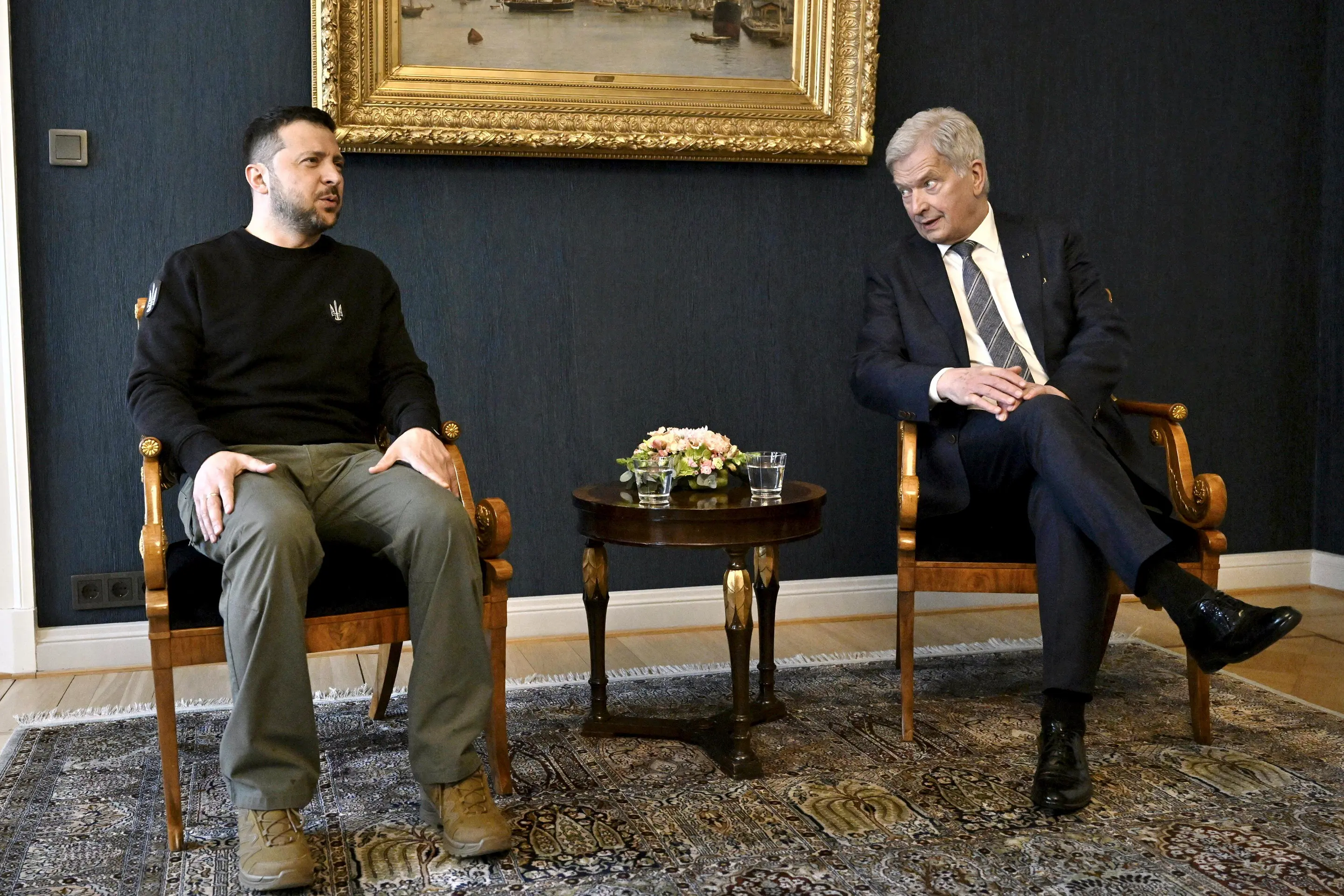 Ukrajinský prezident Volodymyr Zelenskyj počas návštevy Fínska