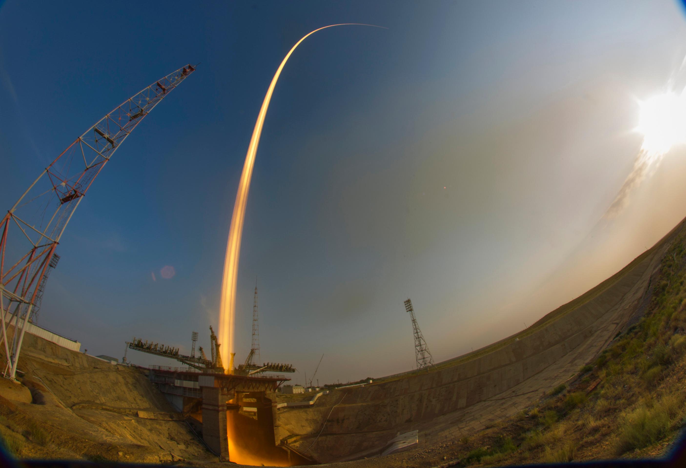 Štart ruskej rakety Sojuz.