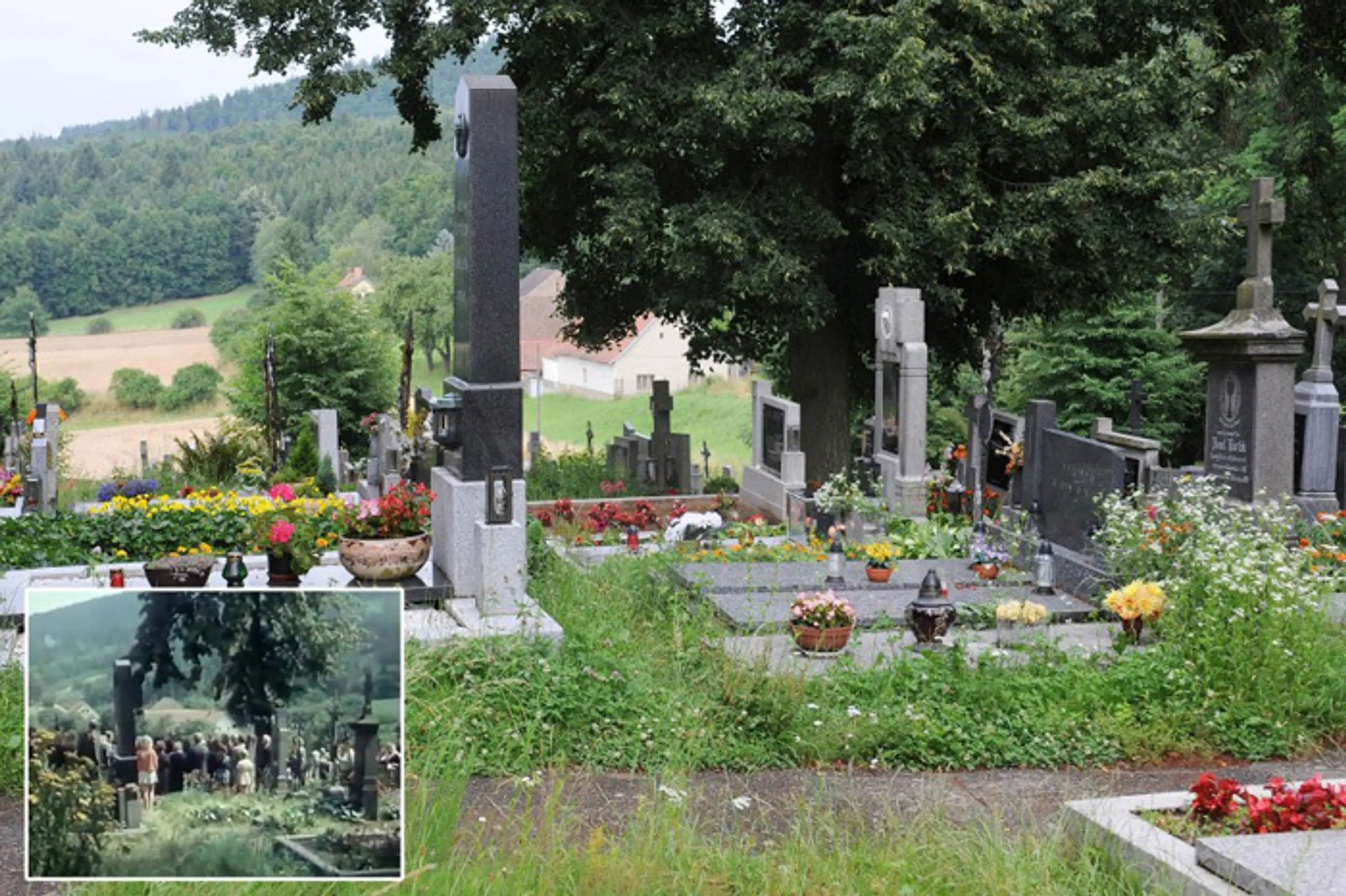 Cintorín z filmu Na samotě u lesa – vtedy a dnes.