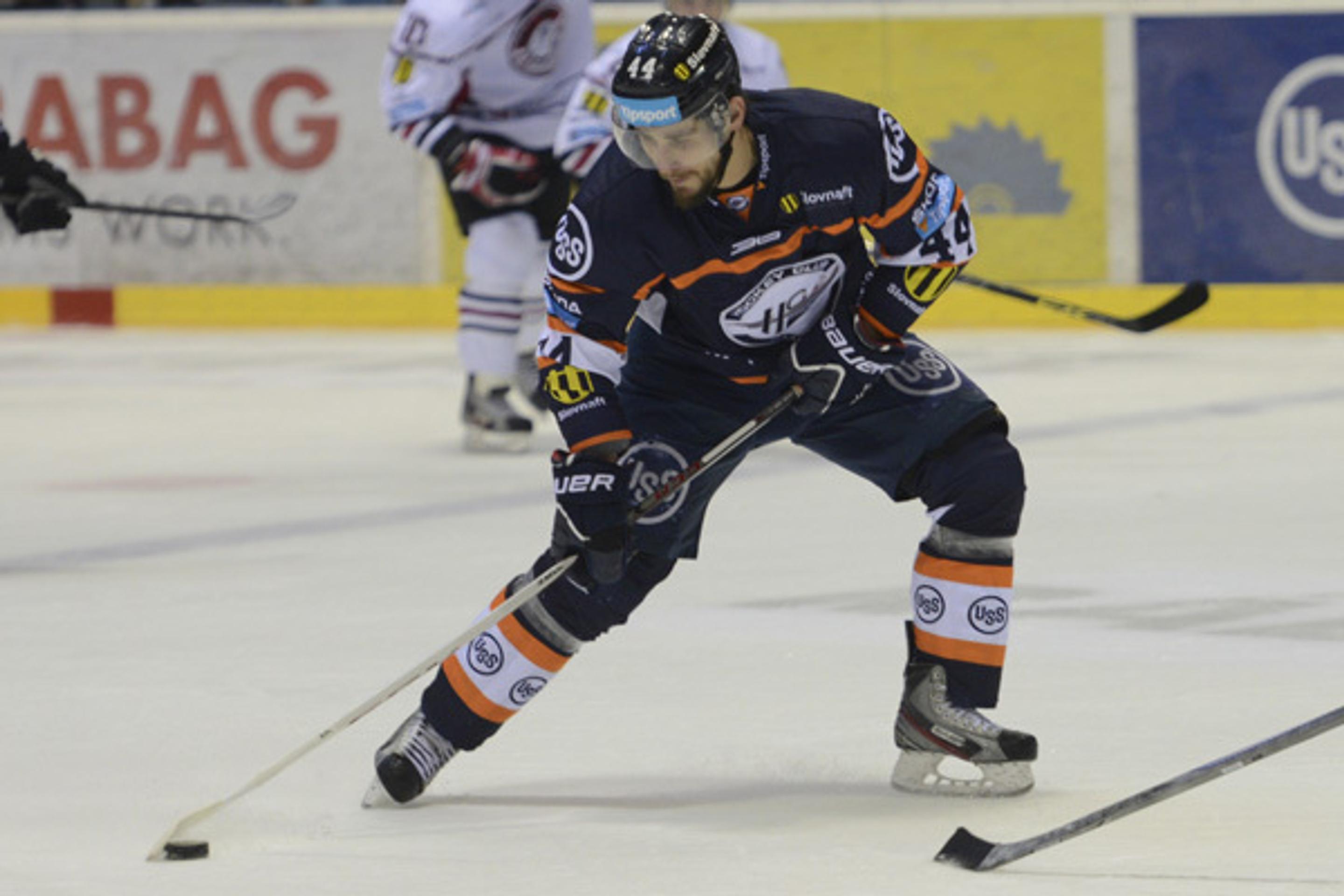 Gabriel Spilar (Košice) v zápase 38. kola Tipsport ligy HC´05 iClinic Banská Bystrica.