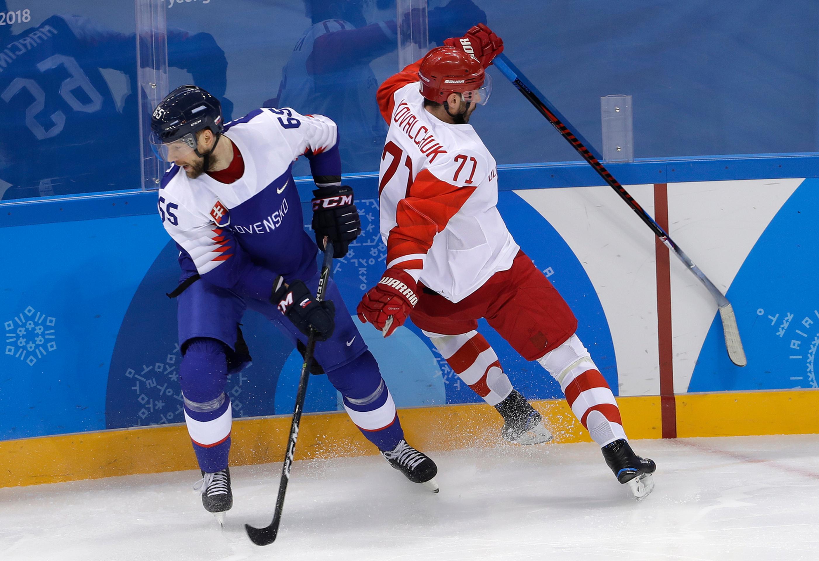 Útočník Slovenska Marcel Haščák jasá po góle v sieti Olympionikov z Ruska v zápase ZOH 2018.