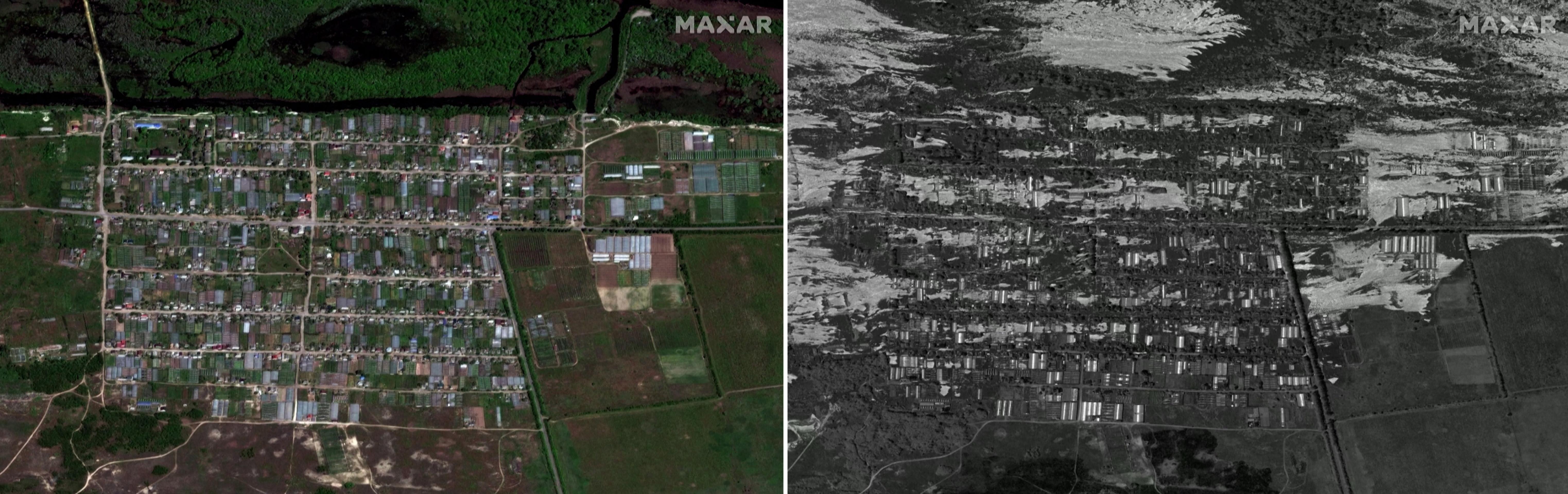 Zaplavená dedina Korsunka.