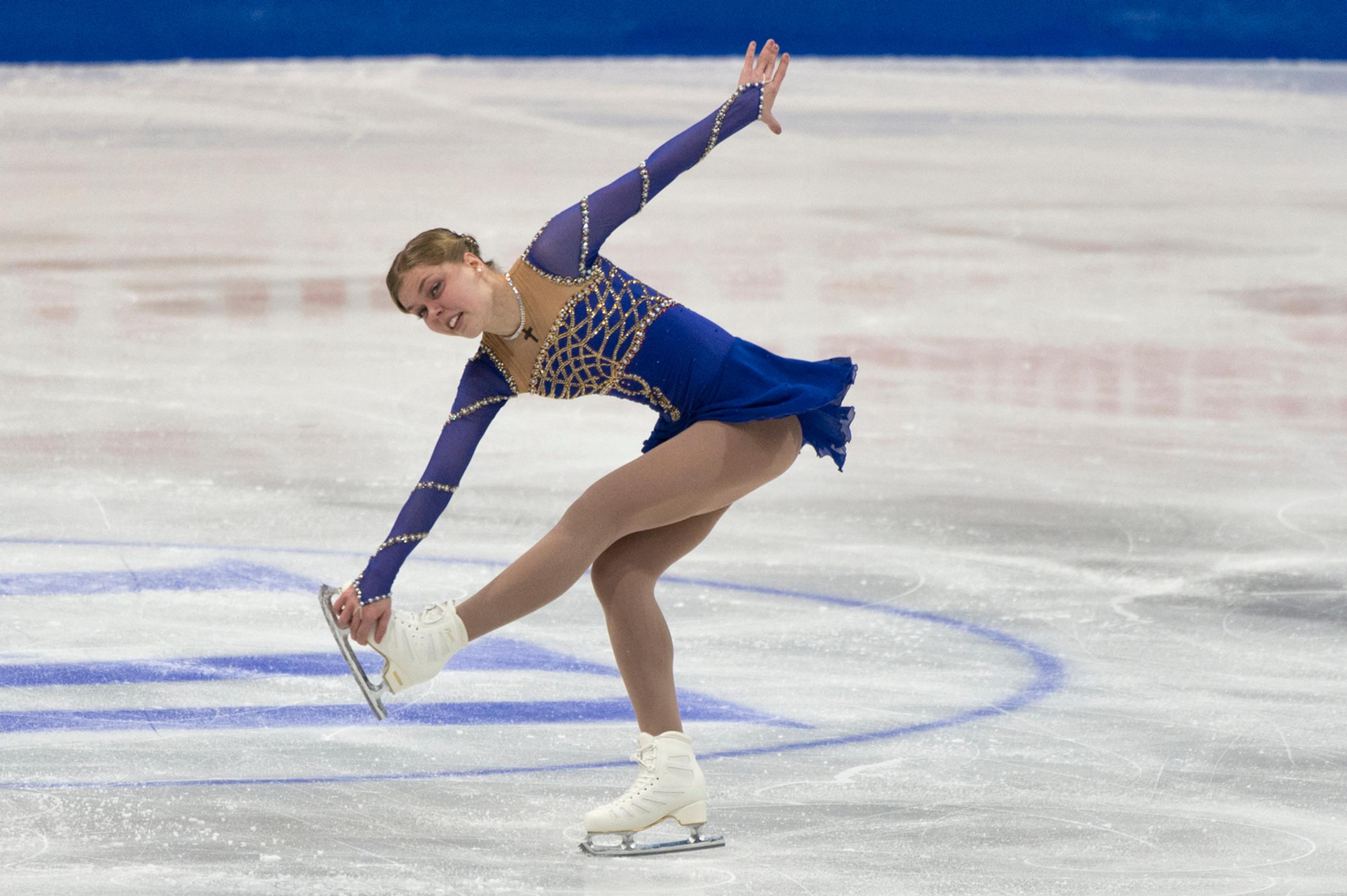 Nicole Rajičová počas krátkeho programu žien na ME v krasokorčuľovaní.