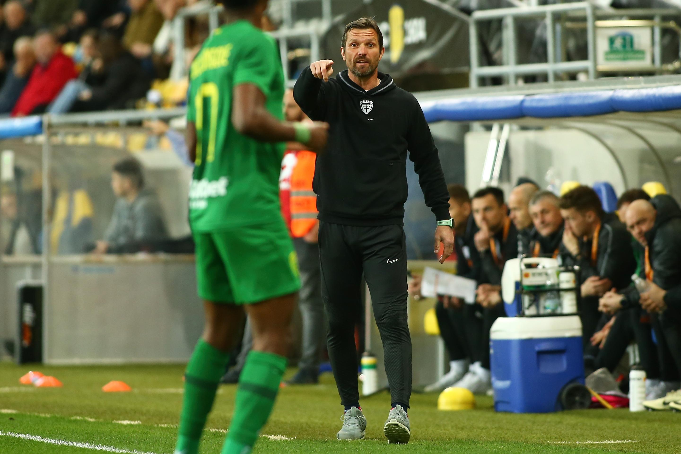 Tréner MŠK Žilina Jaroslav Hynek v 2. kole nadstavbovej časti Niké ligy v skupine o titul v Dunajskej Strede.